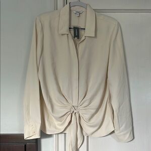 Cream Tie-Front Blouse